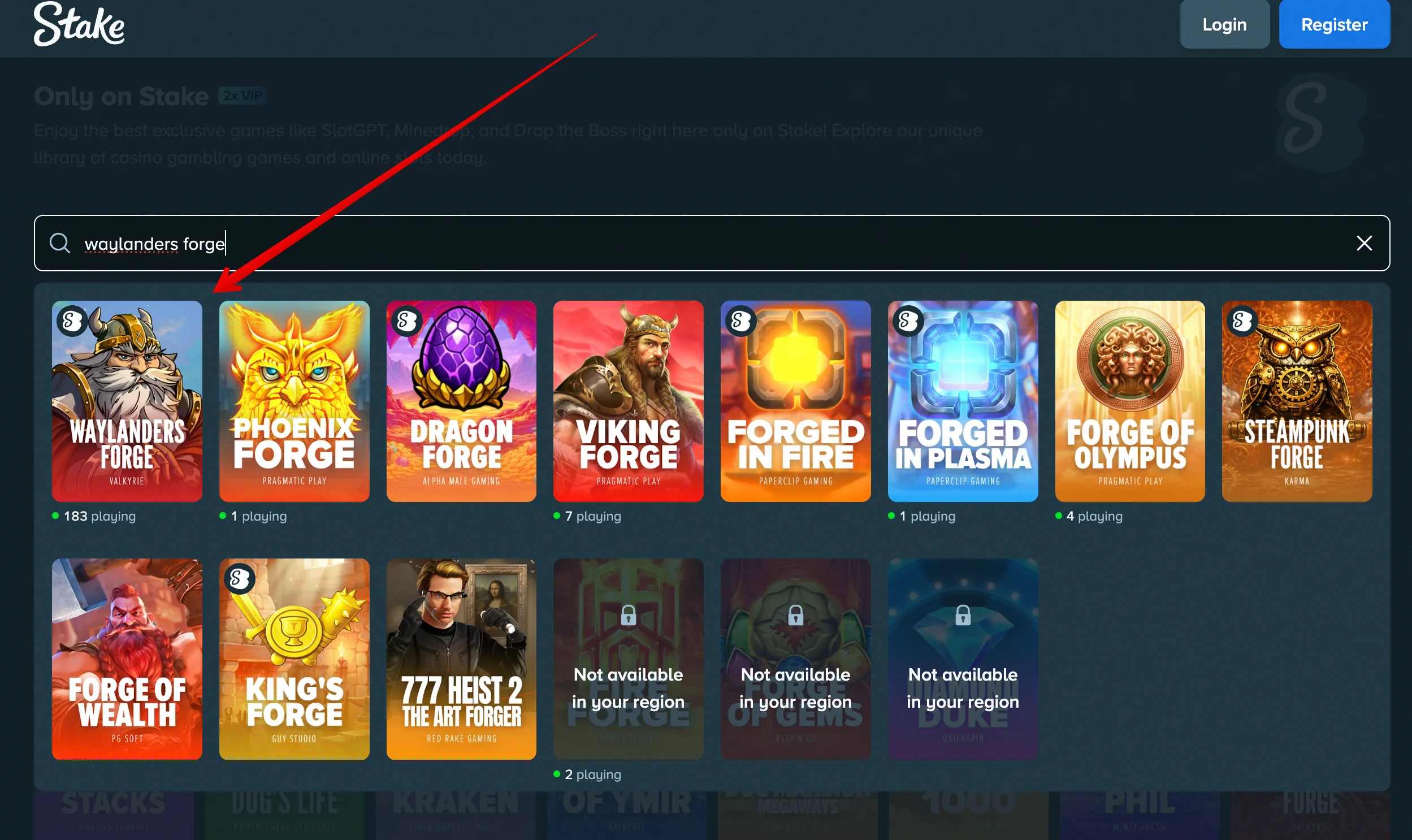 Finding Waylanders Forge at Stake Casino